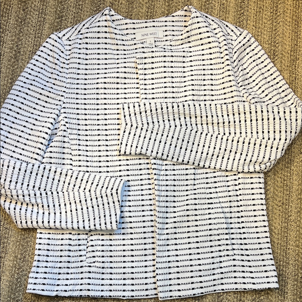 Nine West Black And White Striped Jacket
